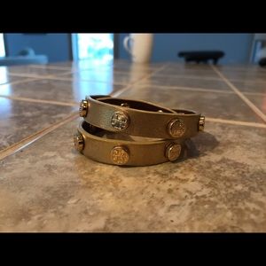 Tory Burch gold leather bracelet used